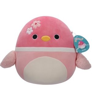 NWT 11” Sonja the Pink Sakura Duck Squishmallow with Flower Crown Kellytoy